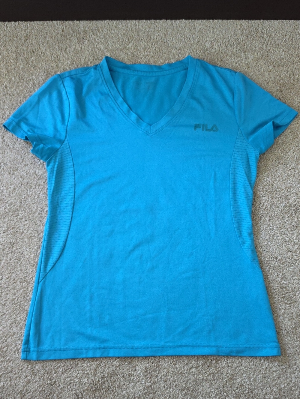 FILA Women's Short-Sleeve V-Neck Tee in Bright Turquoise